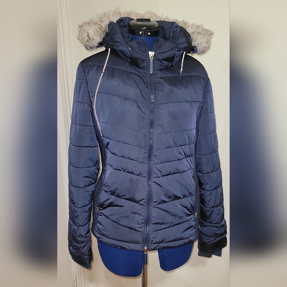Women's Superdry Bubble Puffer Coat w/ Hood Size L/XL